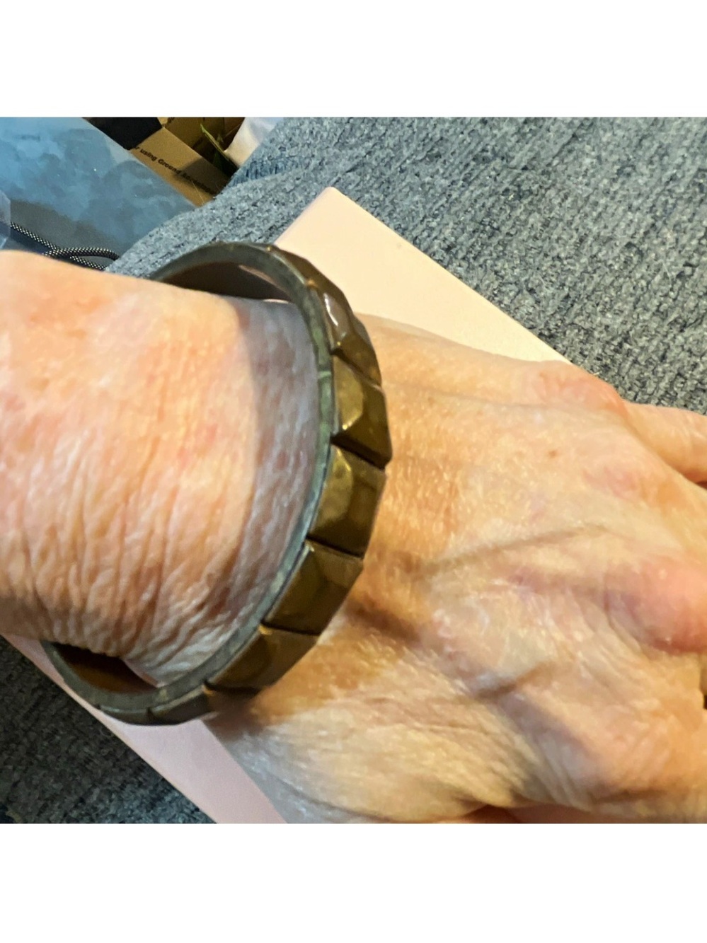 Metallic green Geometric Bangle Bracelet